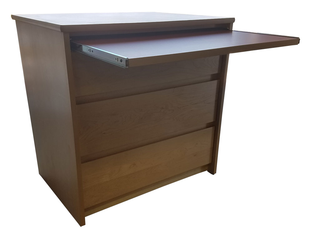 Nittany Alternative Workspace: 3 Equal Drawer Chest w\/Pull-Out Work Surface, 30"W